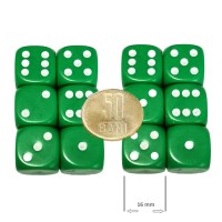 Set 12 zaruri de 16 mm, verzi, de calitate, plastic opac